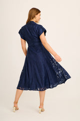 Ascend Midi Dress in Navy Burnout Chiffon