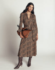 Marcia Jersey Shirt Dress-Camel, Leopard Fields