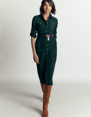 Fleur Cord Midi Dress-Midnight Teal