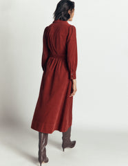 Maeve Cord Midi Shirt Dress-Spiced Apple
