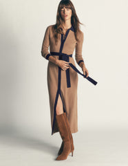 Jessica Knitted Shirt Dress-Fall Leaf/ Evening Blue