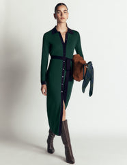 Jessica Knitted Shirt Dress-Malachite Green, Evening Blue