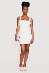 3D Floral Applique Sleeveless Mini Dress