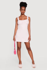3D Floral Applique Sleeveless Mini Dress