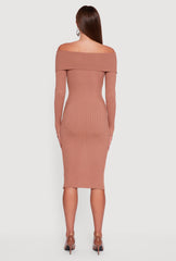 Almost Famous Zip Front Fold Over Off the Shoulder Dress