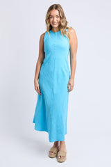 Azure Blue Sleeveless Tank Midi Dress