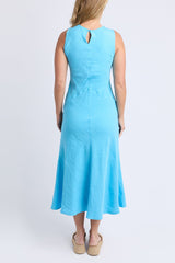 Azure Blue Sleeveless Tank Midi Dress