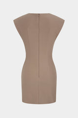 Round Neck Napoleon Button Sleeveless Mini Dress
