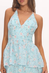 Whispering Petals Peplum Maxi Dress Baby Blue
