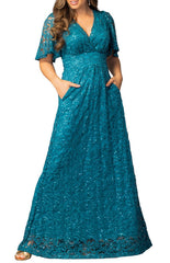 Luminous Sequin Lace Evening Gown