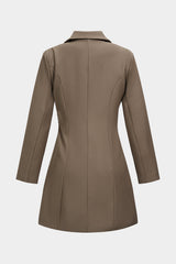 Notched Lapel Tie-Up Asymmetrical Pleated Long Sleeve Mini Dress