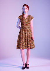 Greta Surplice Dress Pumpkins & Flowers