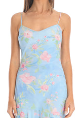 Blossoming Fields Hi-Lo Maxi Dress Blue