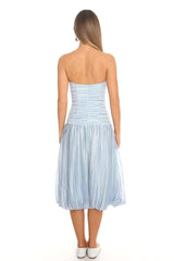 Sunday Sail Bubble Hem Midi Dress - Blue