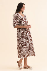 Adwin Chocolate Palm Pocket Dress