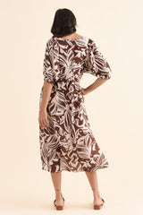 Adwin Chocolate Palm Pocket Dress