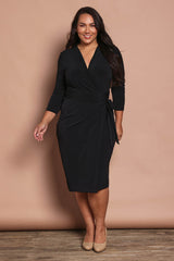 Belle Basic Wrap Dress - Black