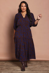 Belle Luxe Ecovero Printed Tiered Dress - Cobaltcoco