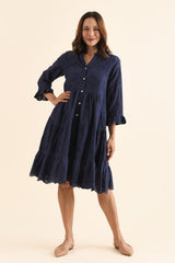 Banks Navy Cotton Embroidered Dress