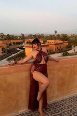 Bellagio Sequin Bronze Maxi Dress