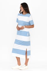 Bold Blue Stripe Cotton Tee Dress