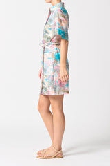 Bora Bora Pink Summer On The Med SS Mini Shirt Dress