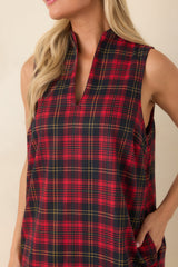 Plaid to See You Red & Black Plaid Sleeveless Mini Dress