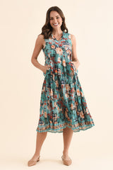 Cosita Light Blue Garden Cotton Pocket Dress