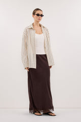 ANDREA PLUM CHOC CUPRO MIDI SKIRT