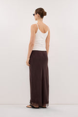 ANDREA PLUM CHOC CUPRO MIDI SKIRT