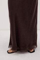 ANDREA PLUM CHOC CUPRO MIDI SKIRT