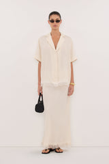 ANDREA SANDSTONE CUPRO LACE MIDI SKIRT