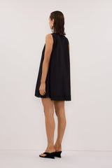 ANNABEL BLACK SLEEVELESS V NECK MINI DRESS
