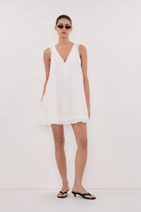 ANNABEL WHITE SLEEVELESS V NECK MINI DRESS