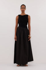 ALEXANDRA BLACK HYBRID MIDI DRESS