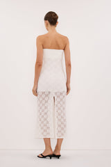 AGNES WHITE STRAPLESS CROCHET MAXI DRESS