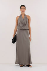 ADELE STEEL GREY CUPRO MIDI DRESS