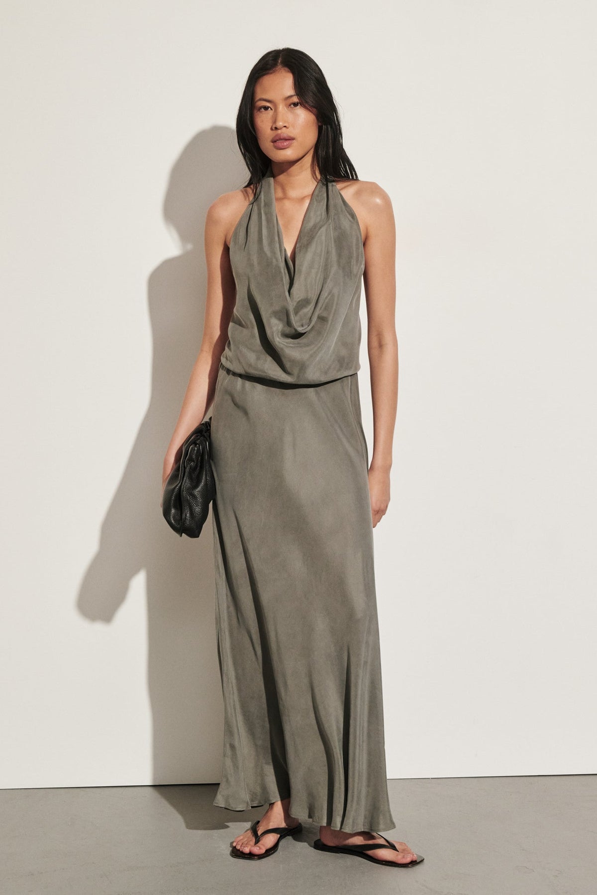 ADELE STEEL GREY CUPRO MIDI DRESS
