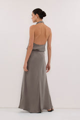ADELE STEEL GREY CUPRO MIDI DRESS