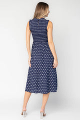 Alex Smocked Midi Dress | Navy Dot