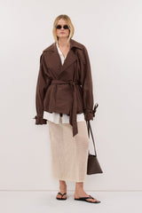 ANNE NATURAL OPEN KNIT MIDI SKIRT