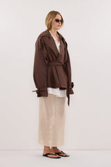 ANNE NATURAL OPEN KNIT MIDI SKIRT