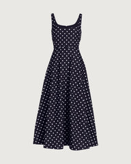 19 Momme Silk Polka Dot A Line Midi Dress