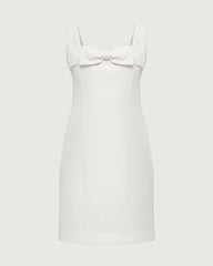 40 Momme Silk Bow Neck Mini Dress