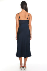 Noir Silk Lace-Inset Slip Dress Navy