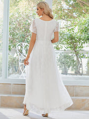 ever ELISE|Pleated V-Neck Lace Formal Evening Dress
