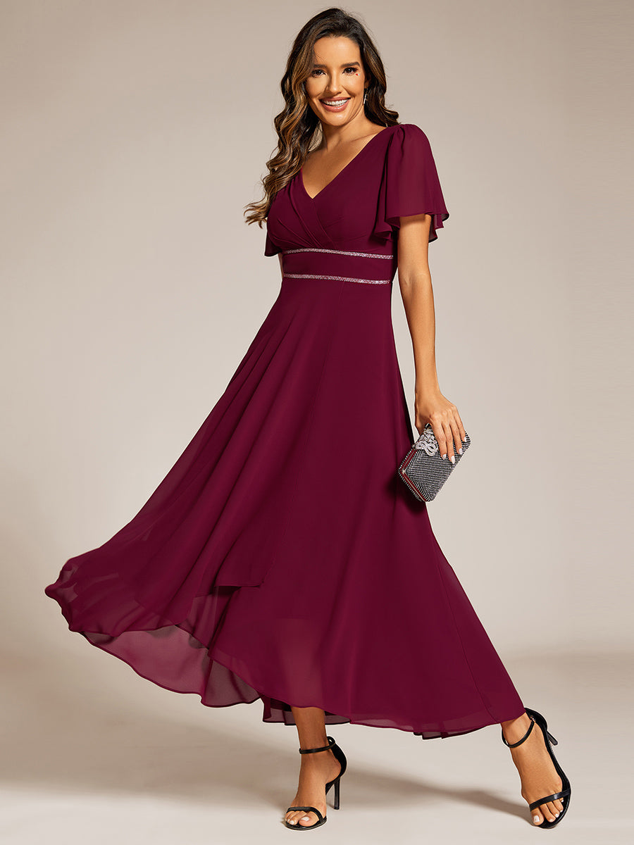 ever DAKOTA|Double V-Neck Waist Trimmed Chiffon Mother of the Bride Dress
