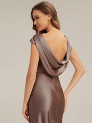 Bodycon Satin Cap Sleeve Bridesmaid Dress