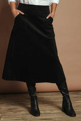 Amy Cord Midi Skirt - Black