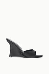 Brigitte High Wedge | Black Satin